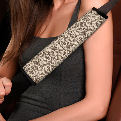 Vintage Coffee Bean Pattern Print Car Seat Belt Covers