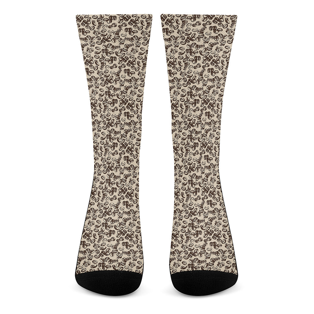 Vintage Coffee Bean Pattern Print Crew Socks