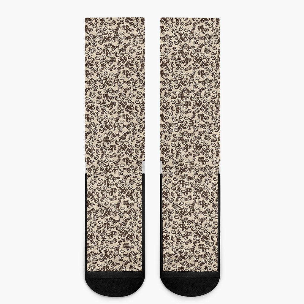 Vintage Coffee Bean Pattern Print Crew Socks