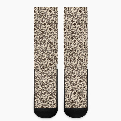 Vintage Coffee Bean Pattern Print Crew Socks