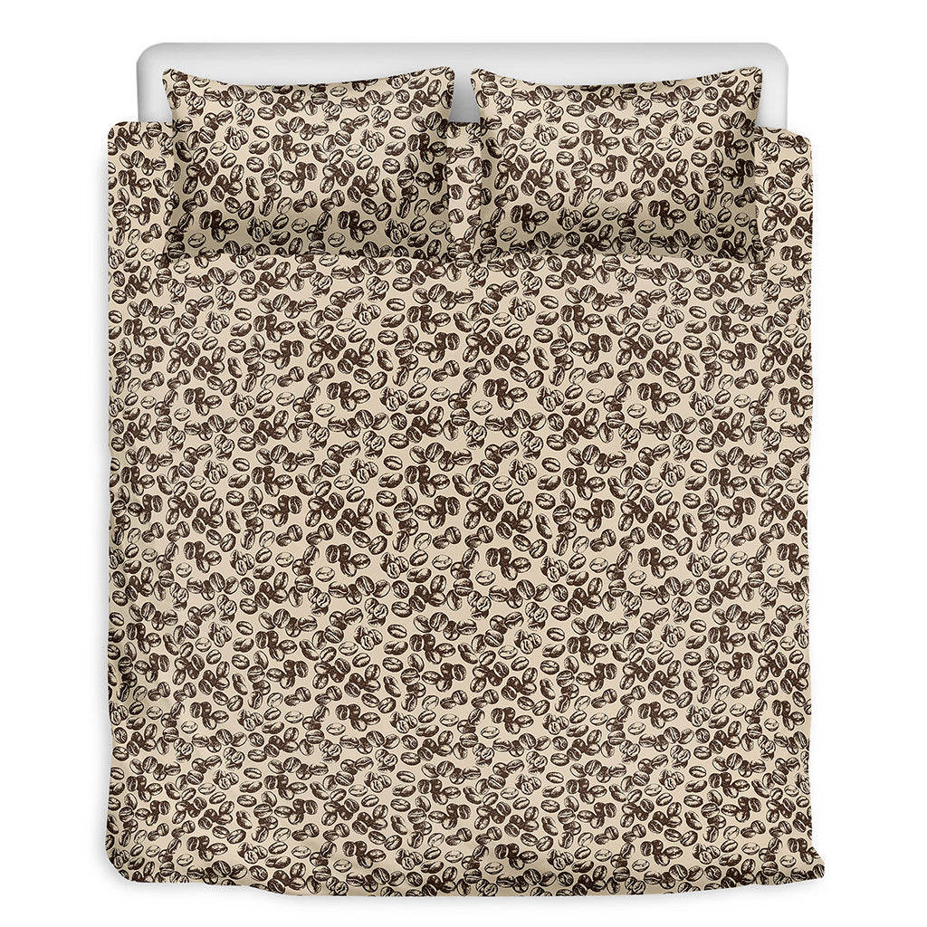 Vintage Coffee Bean Pattern Print Duvet Cover Bedding Set