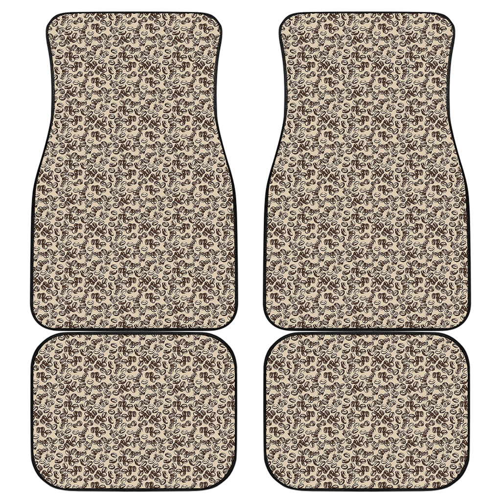 Vintage Coffee Bean Pattern Print Front and Back Car Floor Mats