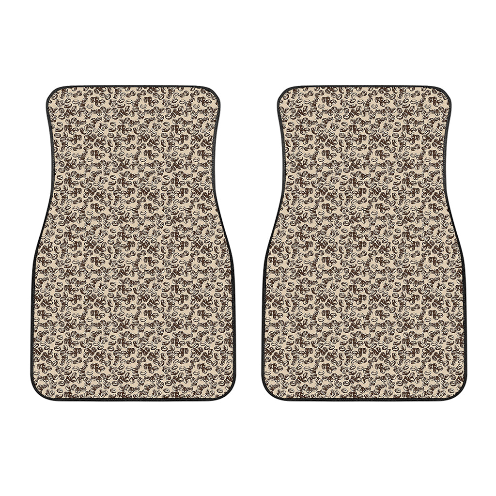 Vintage Coffee Bean Pattern Print Front Car Floor Mats