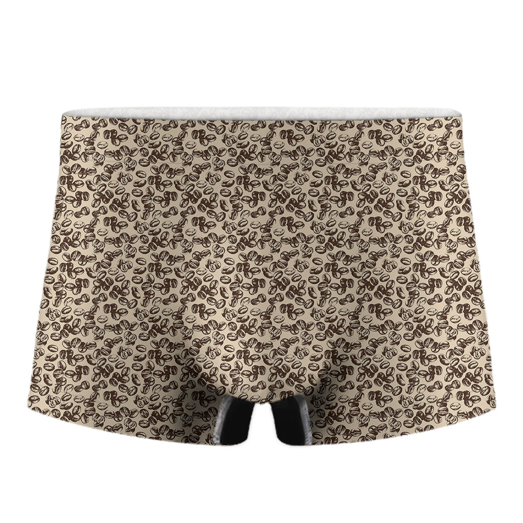 Vintage Coffee Bean Pattern Print Men's Boxer Briefs