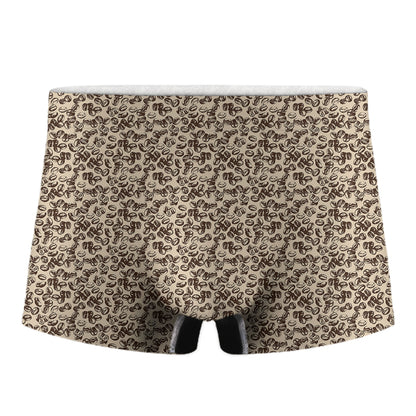 Vintage Coffee Bean Pattern Print Men's Boxer Briefs