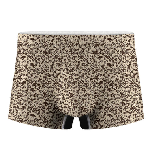 Vintage Coffee Bean Pattern Print Men's Boxer Briefs