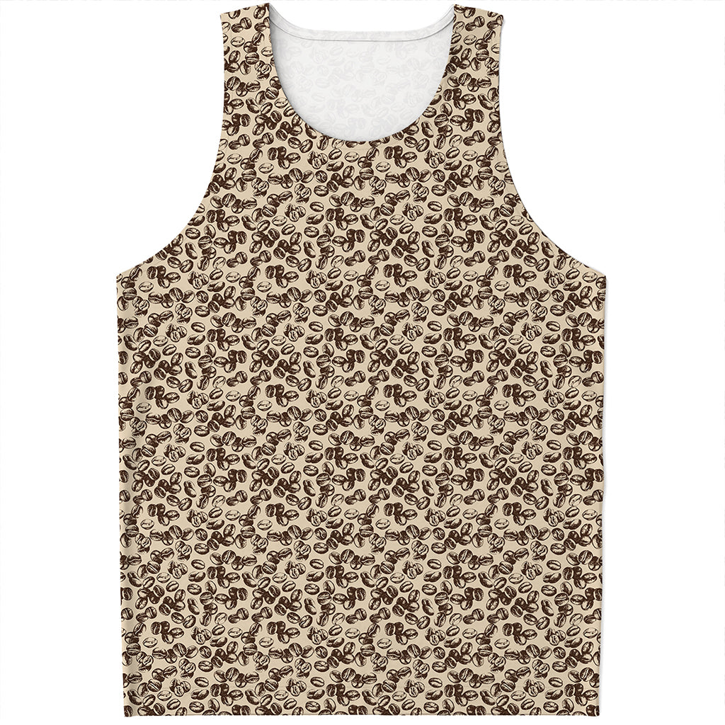 Vintage Coffee Bean Pattern Print Men's Tank Top