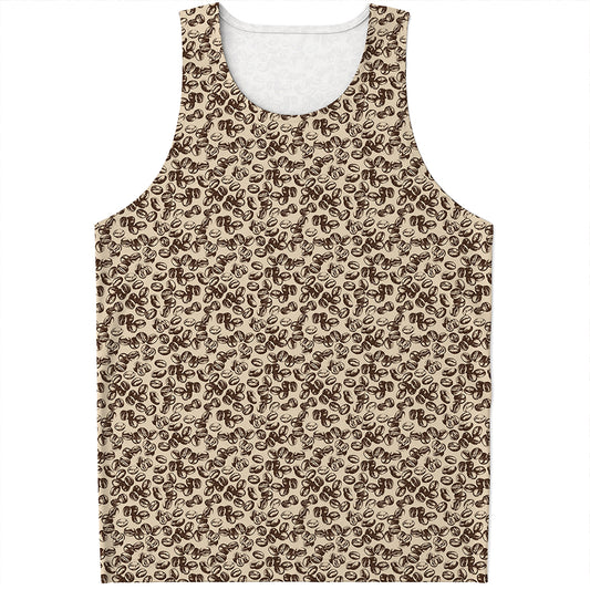Vintage Coffee Bean Pattern Print Men's Tank Top