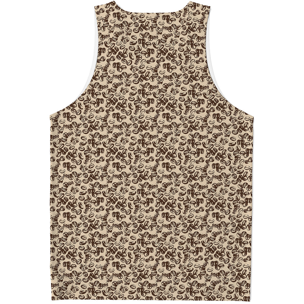 Vintage Coffee Bean Pattern Print Men's Tank Top