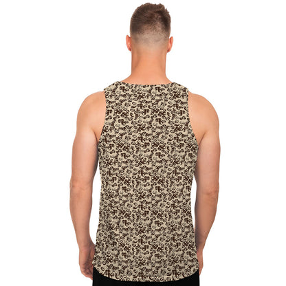 Vintage Coffee Bean Pattern Print Men's Tank Top