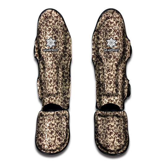 Vintage Coffee Bean Pattern Print Muay Thai Shin Guard