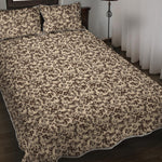 Vintage Coffee Bean Pattern Print Quilt Bed Set
