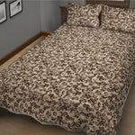 Vintage Coffee Bean Pattern Print Quilt Bed Set
