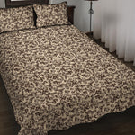 Vintage Coffee Bean Pattern Print Quilt Bed Set