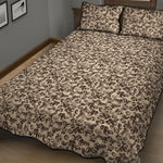 Vintage Coffee Bean Pattern Print Quilt Bed Set