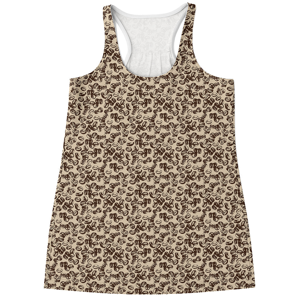 Vintage Coffee Bean Pattern Print Women's Racerback Tank Top
