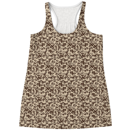 Vintage Coffee Bean Pattern Print Women's Racerback Tank Top