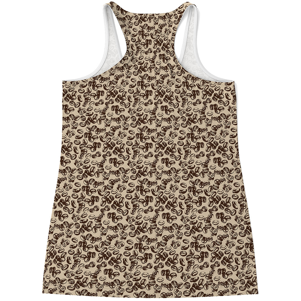 Vintage Coffee Bean Pattern Print Women's Racerback Tank Top