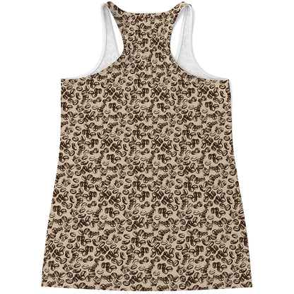 Vintage Coffee Bean Pattern Print Women's Racerback Tank Top