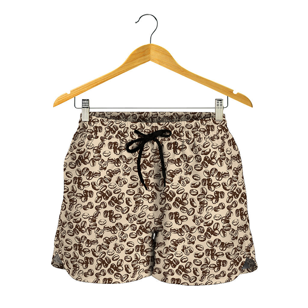 Vintage Coffee Bean Pattern Print Women's Shorts