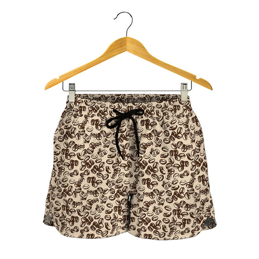 Vintage Coffee Bean Pattern Print Women's Shorts