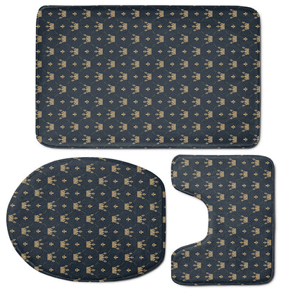 Vintage Crown Pattern Print 3 Piece Bath Mat Set