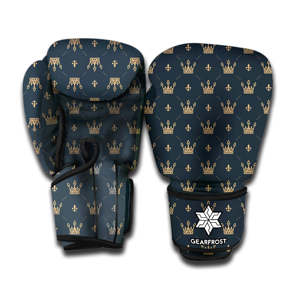 Vintage Crown Pattern Print Boxing Gloves
