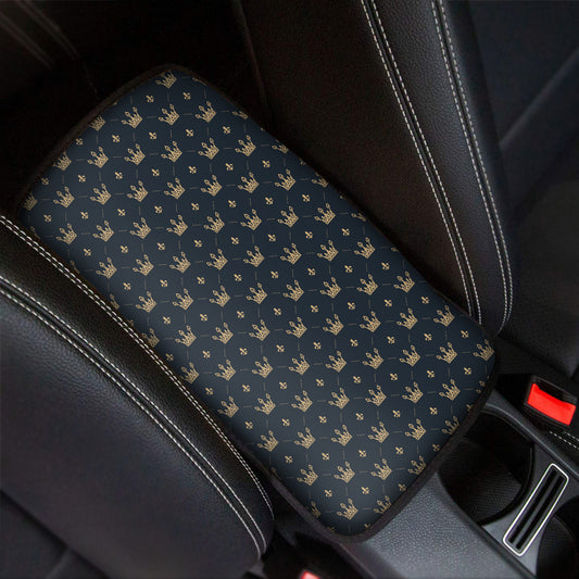 Vintage Crown Pattern Print Car Center Console Cover
