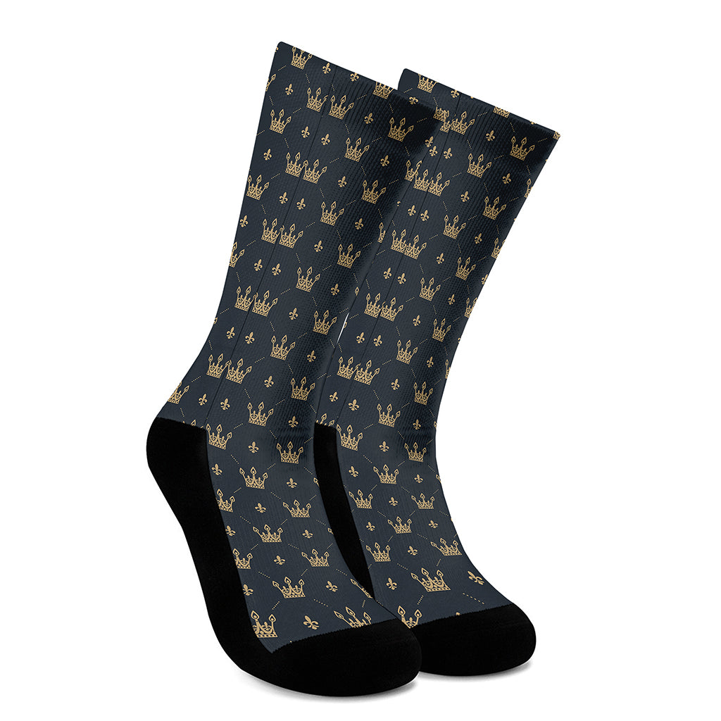 Vintage Crown Pattern Print Crew Socks