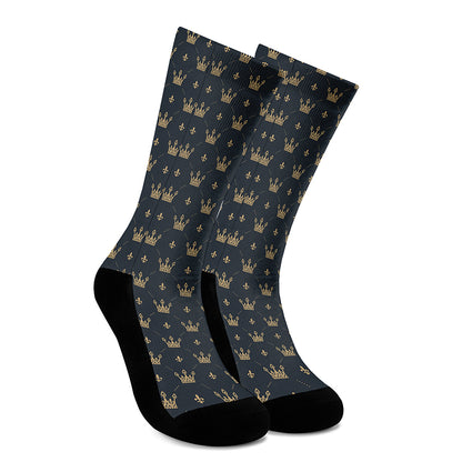 Vintage Crown Pattern Print Crew Socks
