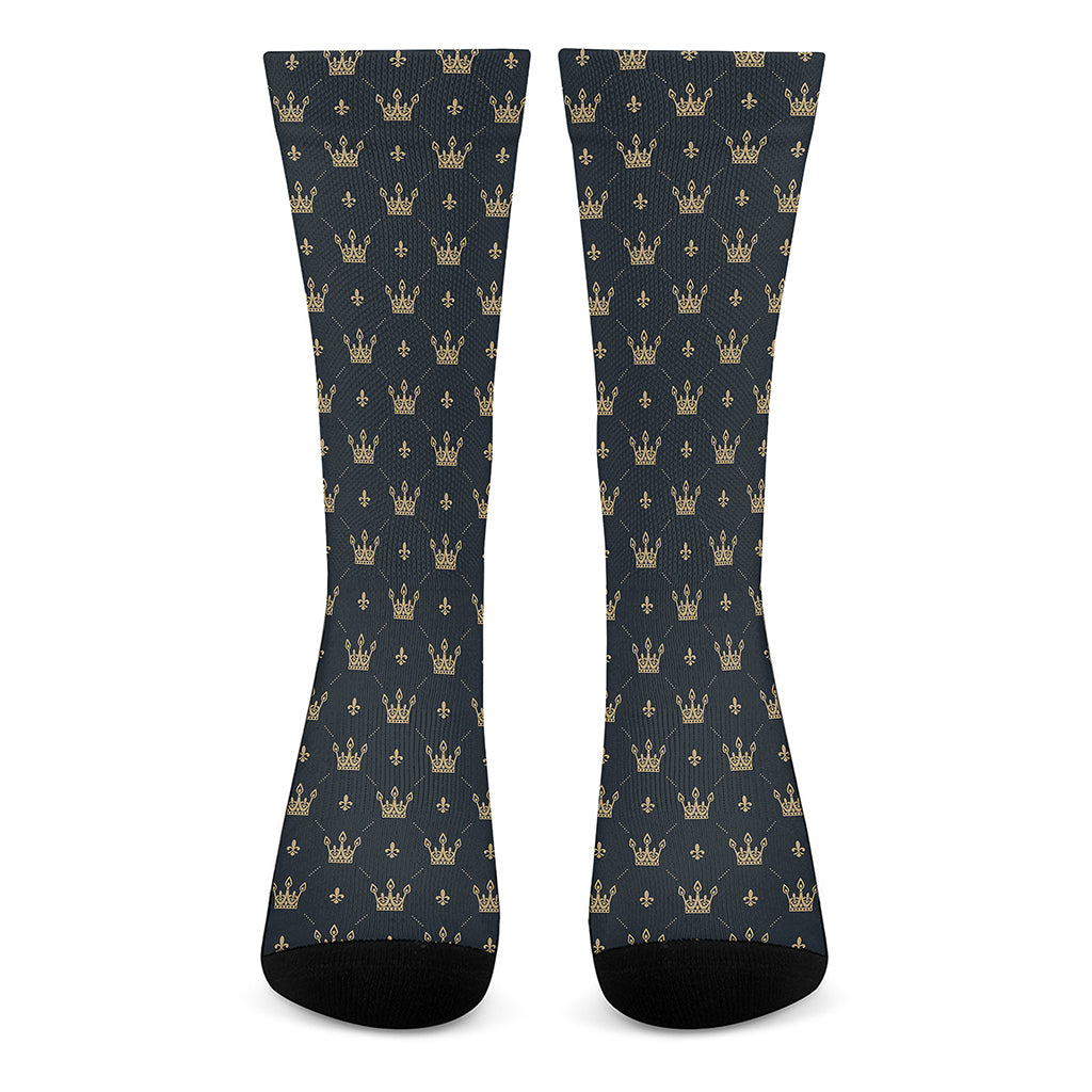 Vintage Crown Pattern Print Crew Socks