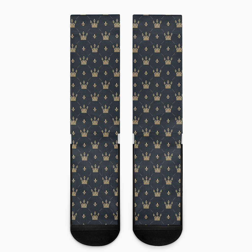 Vintage Crown Pattern Print Crew Socks