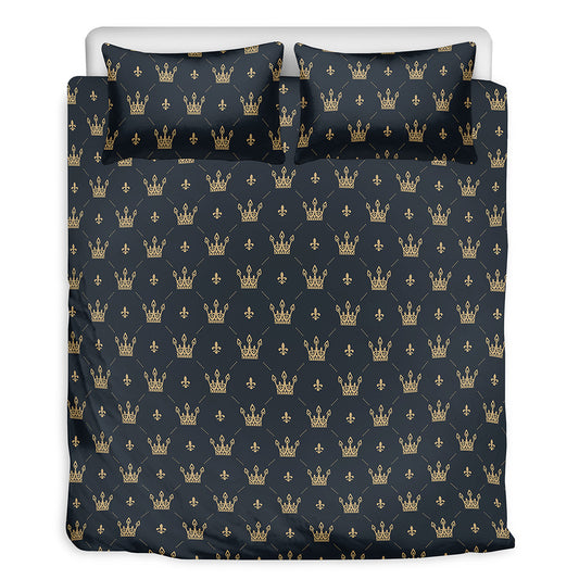 Vintage Crown Pattern Print Duvet Cover Bedding Set
