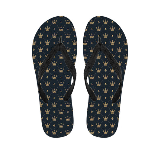 Vintage Crown Pattern Print Flip Flops