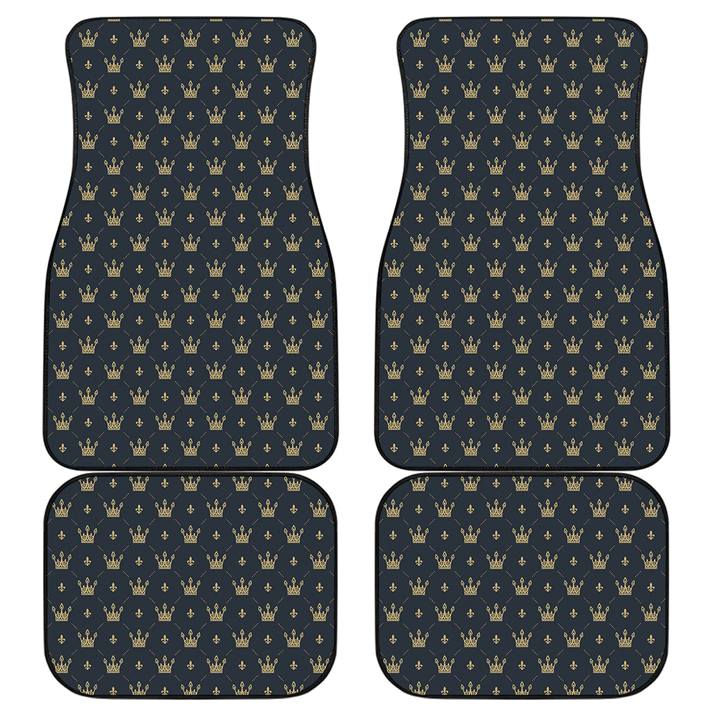 Vintage Crown Pattern Print Front and Back Car Floor Mats
