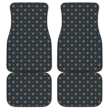 Vintage Crown Pattern Print Front and Back Car Floor Mats