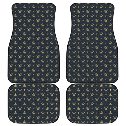Vintage Crown Pattern Print Front and Back Car Floor Mats