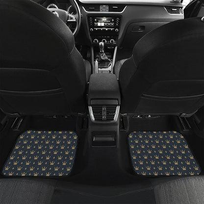 Vintage Crown Pattern Print Front and Back Car Floor Mats