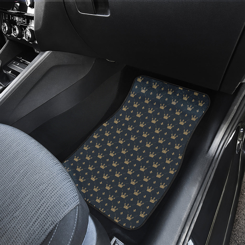 Vintage Crown Pattern Print Front and Back Car Floor Mats