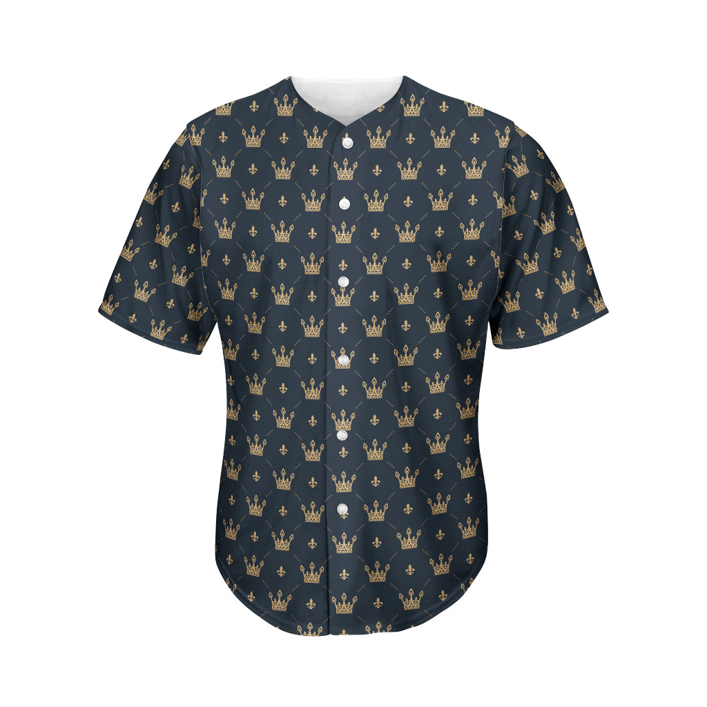 Vintage Crown Pattern Print Men's Baseball Jersey