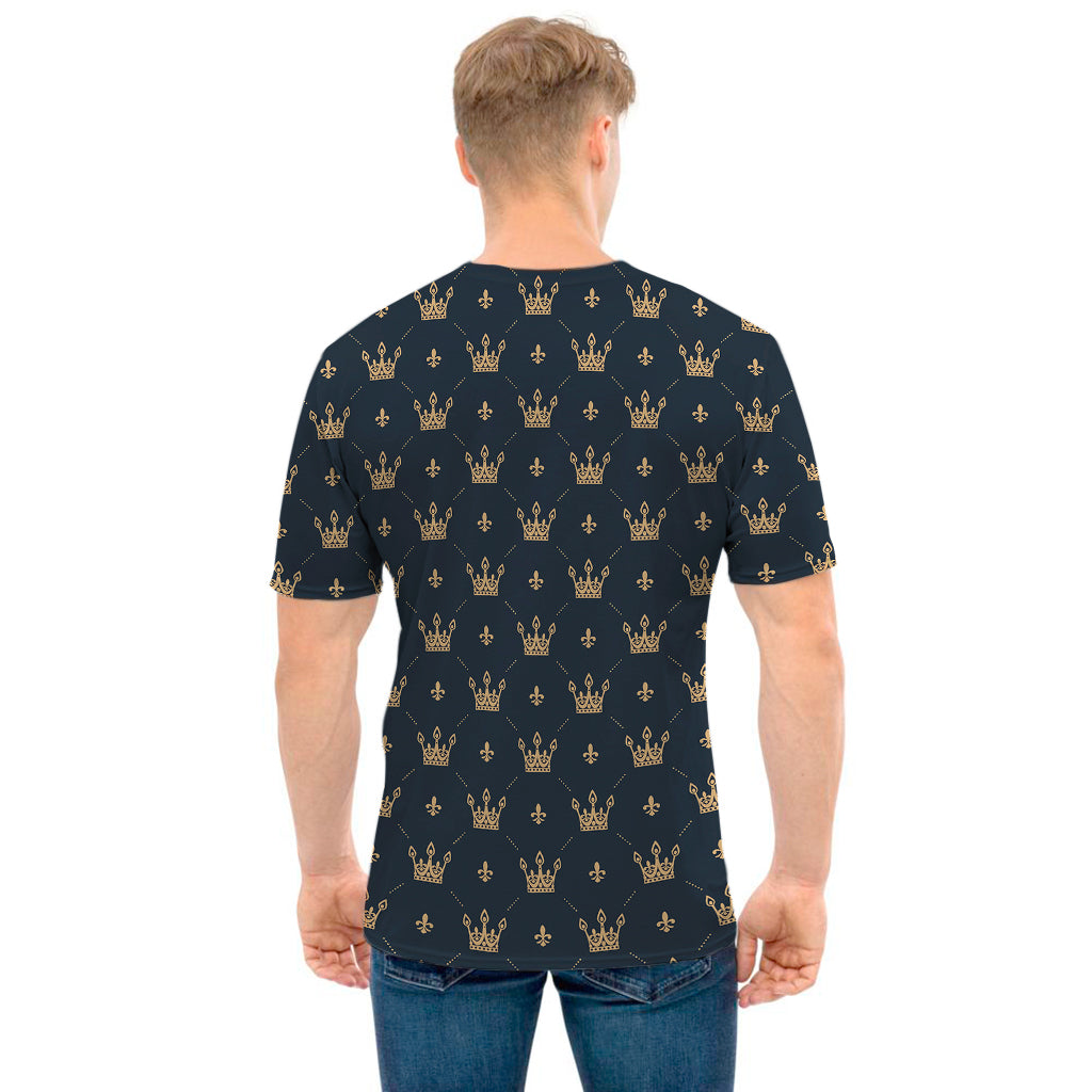 Vintage Crown Pattern Print Men's T-Shirt