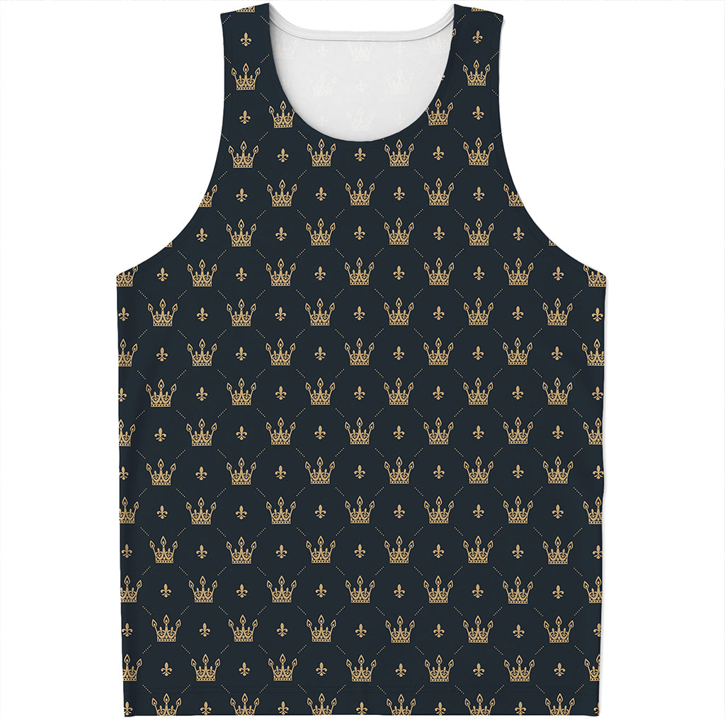Vintage Crown Pattern Print Men's Tank Top