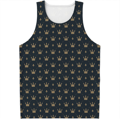 Vintage Crown Pattern Print Men's Tank Top