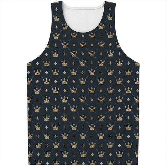 Vintage Crown Pattern Print Men's Tank Top