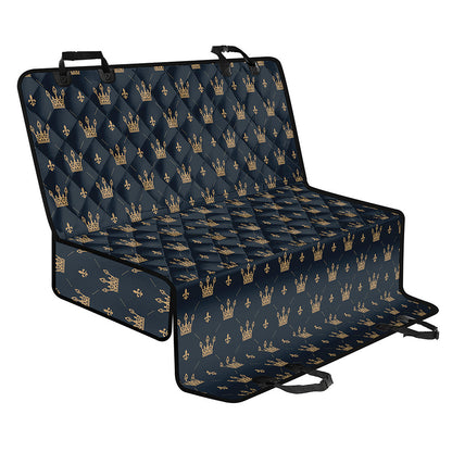 Vintage Crown Pattern Print Pet Car Back Seat Cover