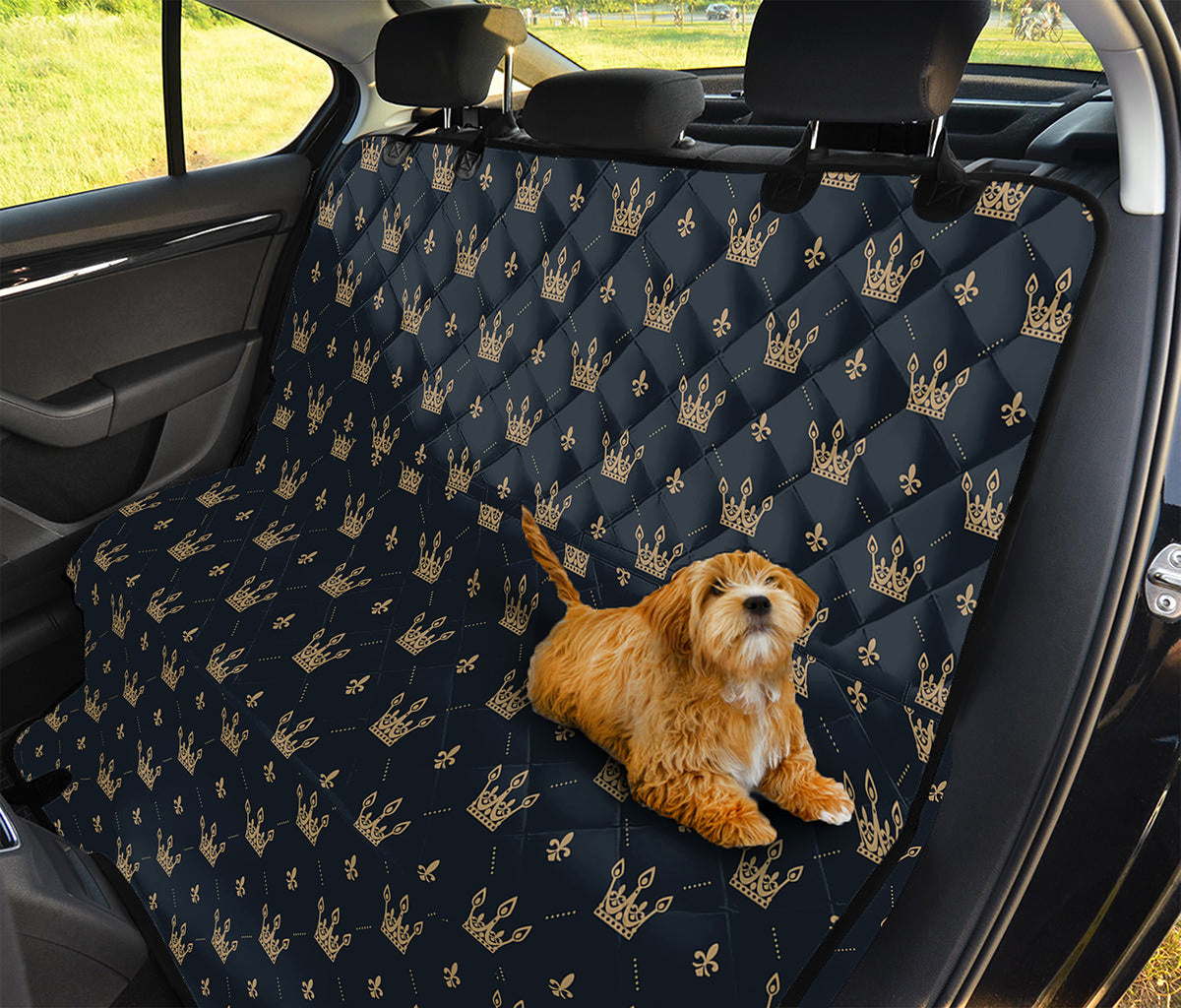 Vintage Crown Pattern Print Pet Car Back Seat Cover