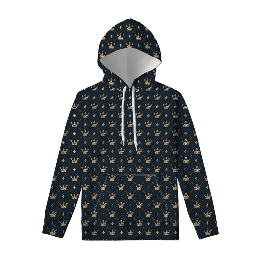 Vintage Crown Pattern Print Pullover Hoodie