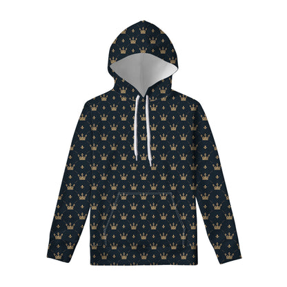 Vintage Crown Pattern Print Pullover Hoodie