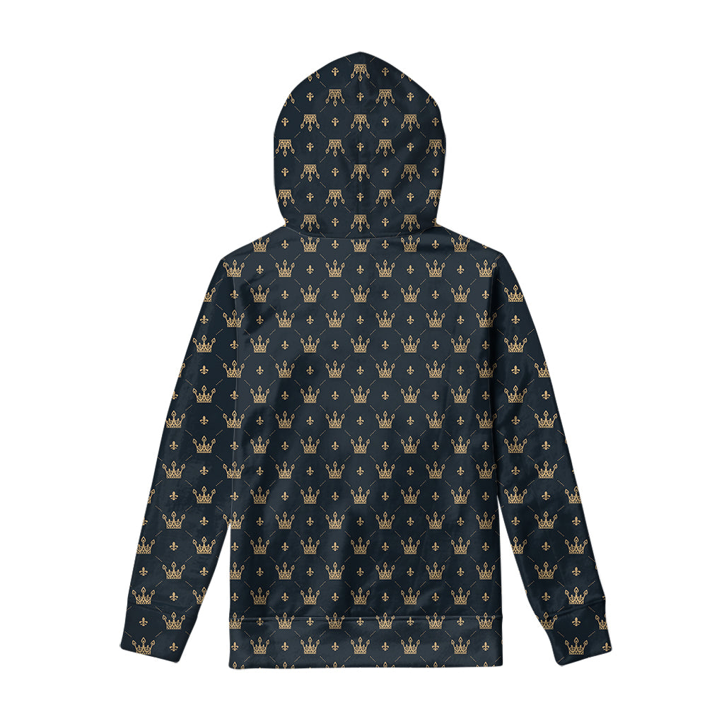 Vintage Crown Pattern Print Pullover Hoodie