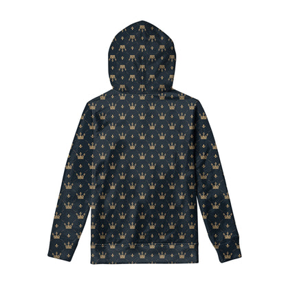 Vintage Crown Pattern Print Pullover Hoodie
